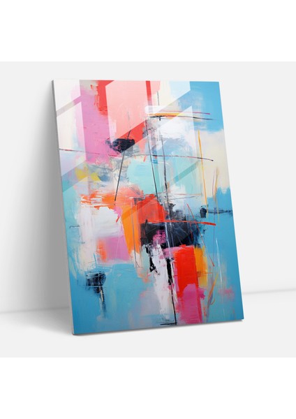 Basquiat Cam Tablo Sanatı - Cesur Renk Paletli Cam Tablo