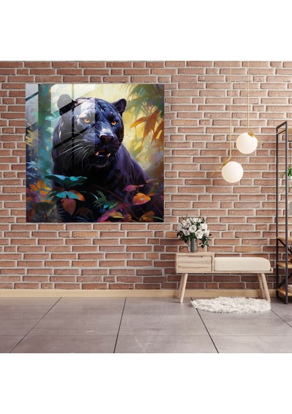 Kara Panter Cam Tablo Sanatı - Modern Sanat Zarafet Orman Atmosferi fiyatları