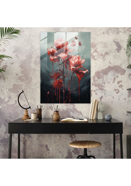 Kanayan Çiçekler Cam Duvar Sanatı - Cam Sanat Modern Sanat Ev Dekorasyonu fiyatları