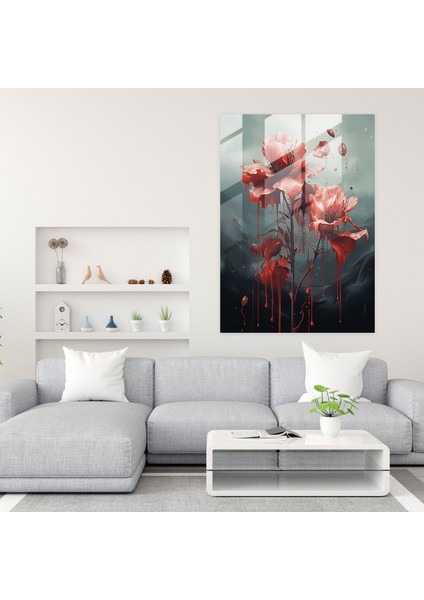 Kanayan Çiçekler Cam Duvar Sanatı - Cam Sanat Modern Sanat Ev Dekorasyonu modelleri