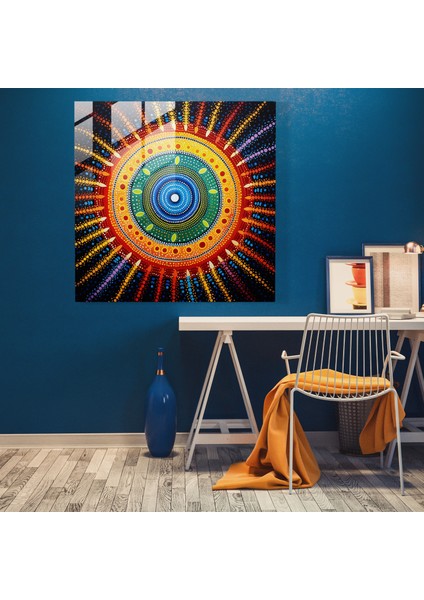 Kültürel Miras Cam Tablosu - Aborijin Geleneksel Nokta Boyama Hikaye Anlatımı Geleneği Cam Duvar Sanatı fiyatları