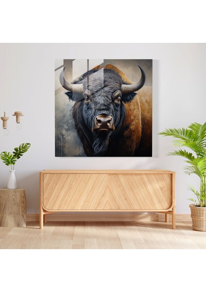 Majestik Büyükbaşlı Cam Tablo - Büyükbaş Büyükbaşın Ruhu Yağlı Boya Modern Sanat fiyatları