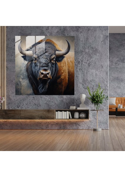 Majestik Büyükbaşlı Cam Tablo - Büyükbaş Büyükbaşın Ruhu Yağlı Boya Modern Sanat modelleri