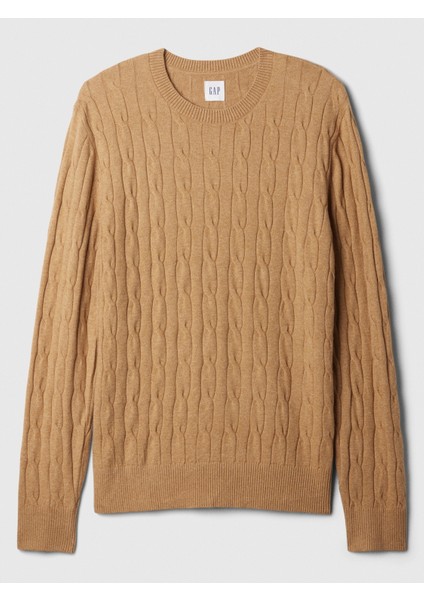 Erkek Kahverengi Cashsoft Cable Örgü Kazak fiyatları