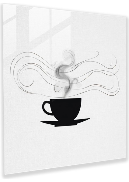 Kahve Minimalist Cam Tablo - Modern Sanat Duvar Sanatı Cam Tablo