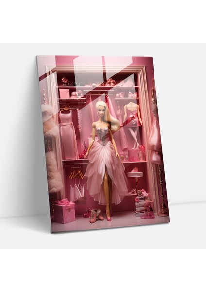Barbie Dolap Cam Tablo - Barbie Cam Sanatı Duvar Dekorasyonu Zarafet