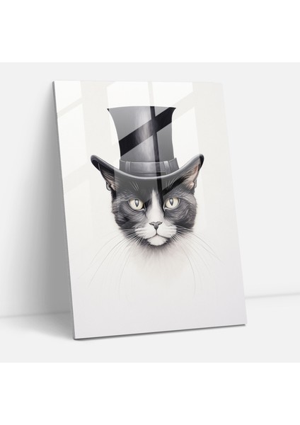 Insan Giyimli Hayvanlar Cam Tablosu - Temiz Beyaz Arka Planlı Ev Dekorasyonu