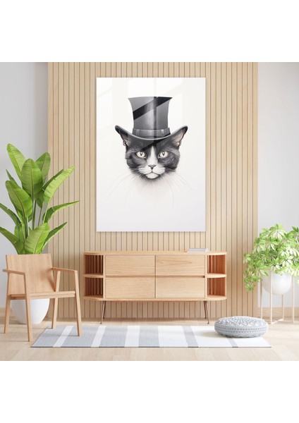 Insan Giyimli Hayvanlar Cam Tablosu - Temiz Beyaz Arka Planlı Ev Dekorasyonu fiyatları