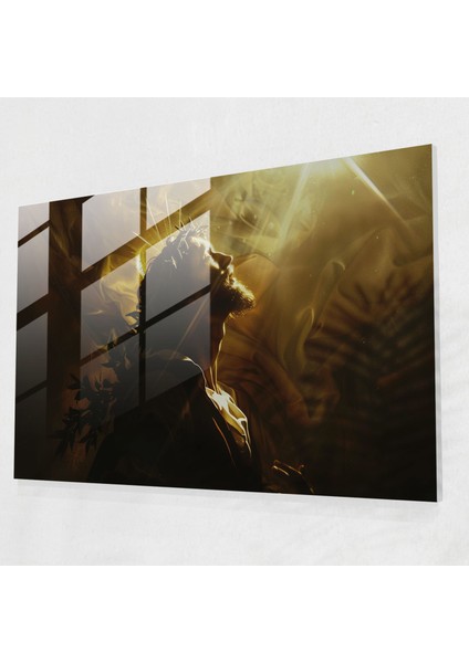 Caravaggio Tarzı Işıltılı Işık Cam Tablo - Ev Dekorasyonu Modern Sanat