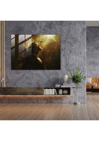 Caravaggio Tarzı Işıltılı Işık Cam Tablo - Ev Dekorasyonu Modern Sanat fiyatları