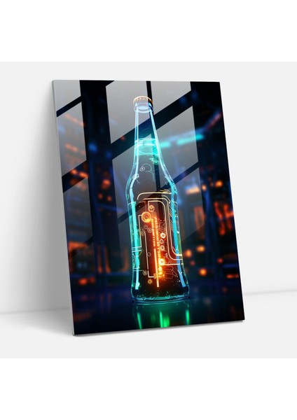 Bira Bardağı Baskı Heykel - Bira Gelecekçi Dijital Sanat Cam Duvar Sanatı Ev Dekorasyonu