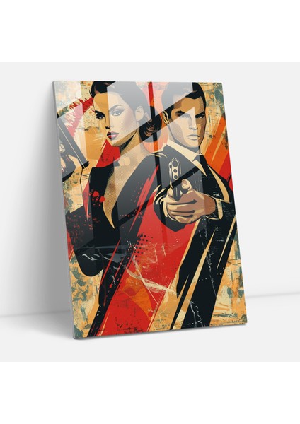 Retro Sinema Klasikçiliği Cam Tablo Sanatı - Klasikçilik ve Popart Modern Sanat Ev Dekorasyonu Popart ile Klasikçilik