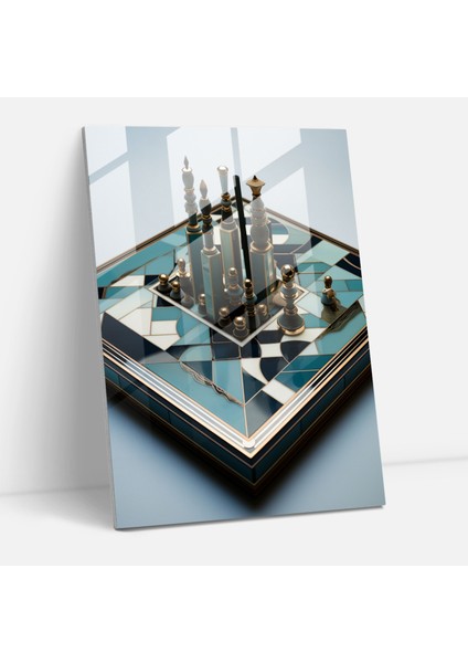 Satranç Cam Duvar Dekorasyonu - Cam Sanat Duvar Sanatı Satranç