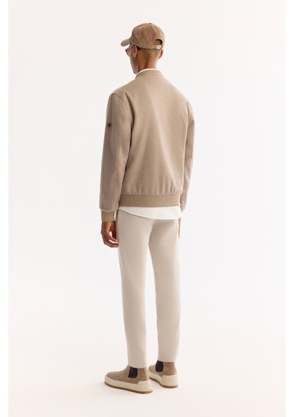 Erkek Vizon Bomber Yaka Yün Karışımlı Kaşe Regular Fit Mont A52Y6014