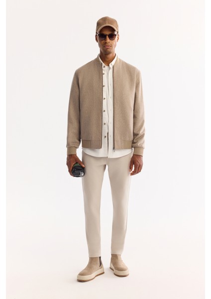 Erkek Vizon Bomber Yaka Yün Karışımlı Kaşe Regular Fit Mont A52Y6014 indirimleri