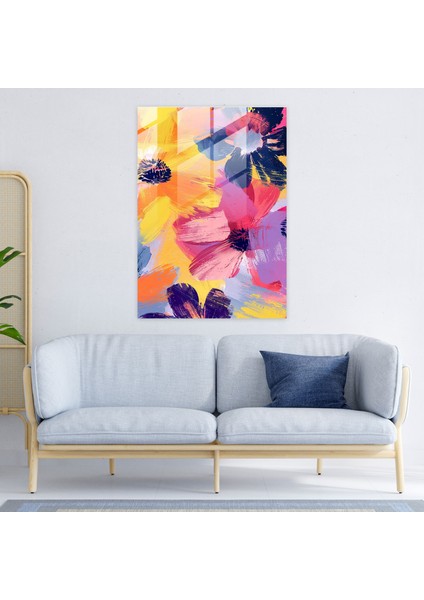 Çiçek Desenli Cam Tablo Sanatı - Andy Warhol Cam Tablo Cam Sanat Ev Dekorasyonu modelleri