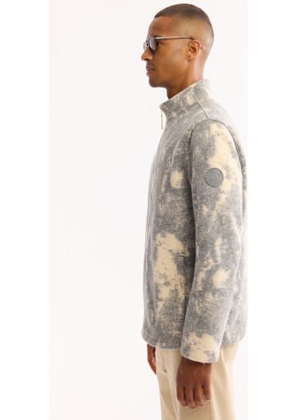 Erkek Antrasit Dik Yaka Fermuarlı Soft Touch Desenli Polar Regular Fit Sweatshirt A52Y1206