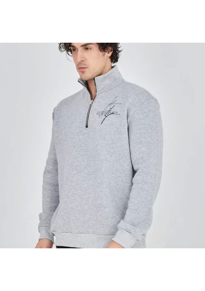 Erkek Yarım Fermuarlı Baskılı Weat Gri fırsatları