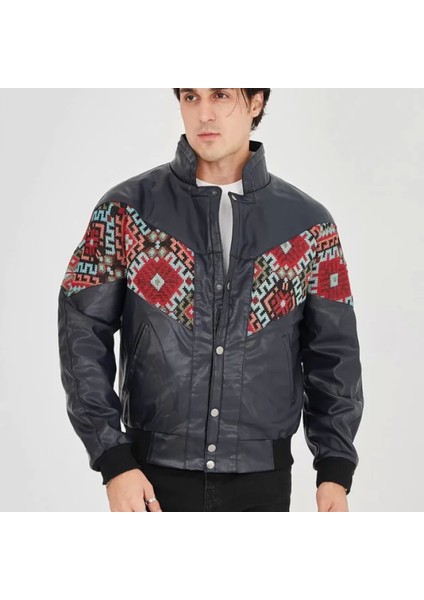 Erkek Içi Astarlı Içten Yaka Kısmı Peluşlu Uni Kumaş Vintage Ceket Acivert fiyatları