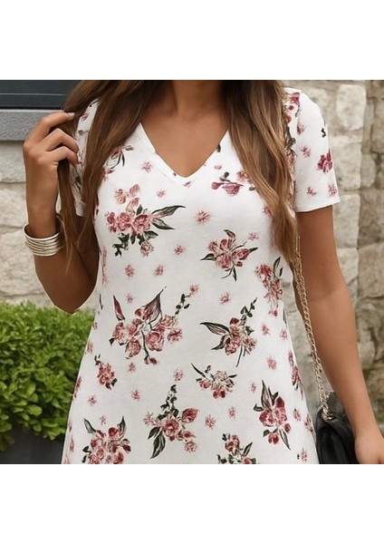 Kadın Kısa Kollu V Yakalı Maksi Boy Viskon Elbise fiyatları