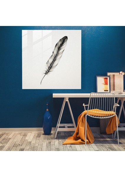 Sadelik Tüy Cam Tablo - Tüy Zarafet Minimalist Çizim modelleri