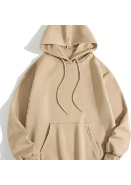 Erkek Düz Kapüşonlu Weat Bej