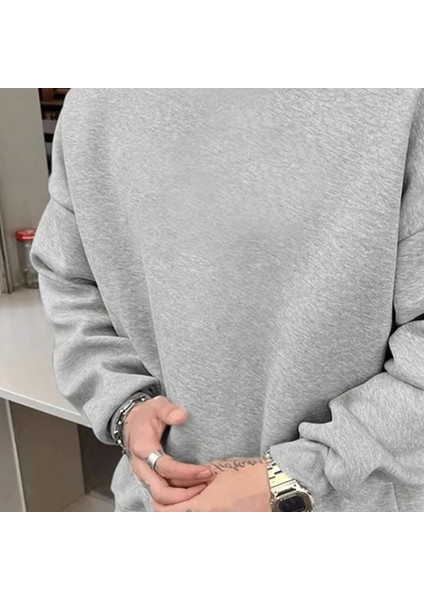 Erkek Düz Bisiklet Yaka Weat Gri