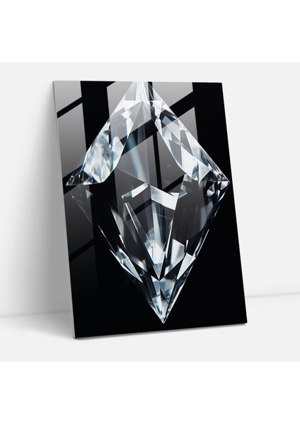 Elmas Desenli Cam Tablo - Inci Güzelliği Ev Dekorasyonu Cam Duvar Sanatı