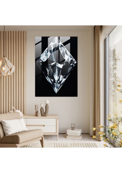 Elmas Desenli Cam Tablo - Inci Güzelliği Ev Dekorasyonu Cam Duvar Sanatı fiyatları