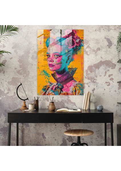 Rokoko Pop Art Cam Tablo - Klasizm ile Pop Sanatı Bir Arada Modern Sanat Duvar Dekorasyonu modelleri