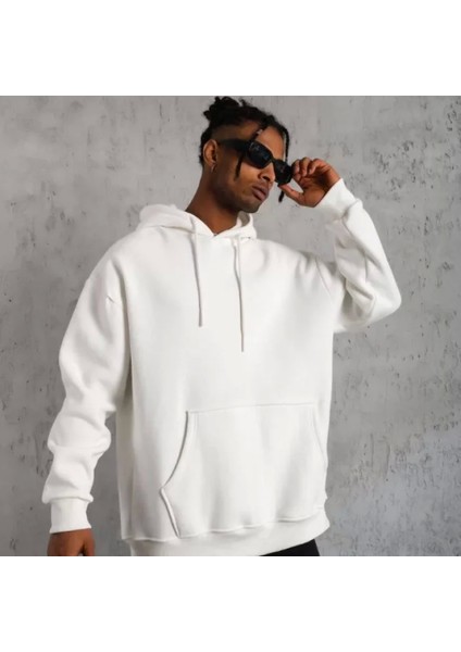 Erkek Düz Kapüşonlu Weat Beyaz