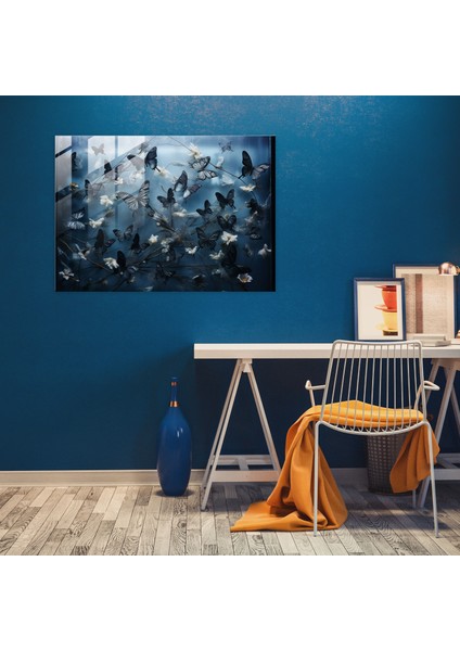Büyüleyici Kurutulmuş Kelebekler Cam Duvar Sanatı - Kelebekler Modern Sanat Cam Duvar Sanatı Cam Tablo fiyatları