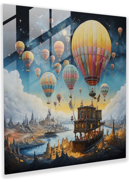 Rüya Gibi Karavan Cam Tablo - Karavan Karma Medya Sanatı Hayal Gücü Modern Sanat