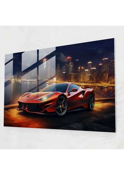 Ferrari Şehir Manzarası Cam Tablo - Şıklık Şehir Manzarası Ev Dekorasyonu