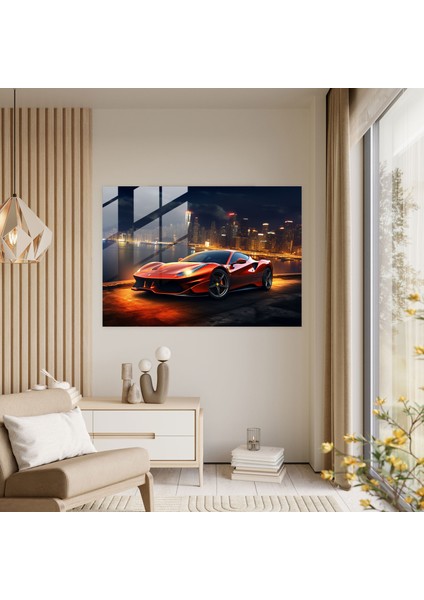 Ferrari Şehir Manzarası Cam Tablo - Şıklık Şehir Manzarası Ev Dekorasyonu modelleri