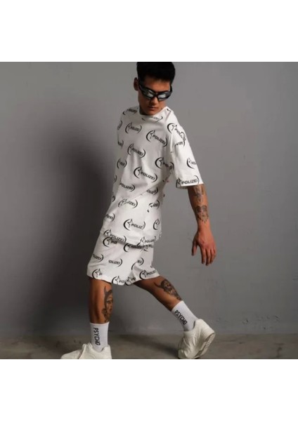 Erkek Baskılı Ikili Şortlu Takım Beyaz fiyatları