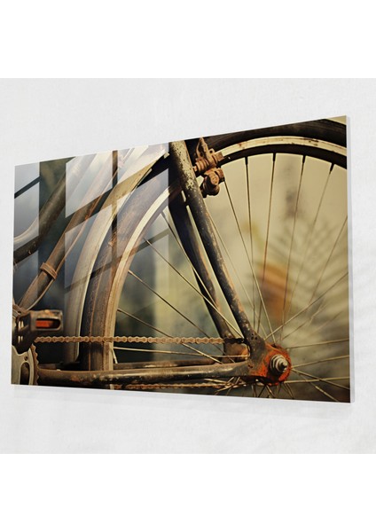 Antika Bisiklet Cam Tablosu - Bisiklet Antika Bisiklet Detaylar Fotoğraf Gerçekçi Illüstrasyon