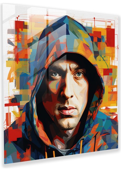 Eminem Cam Tablo: Sanat ve Müziğin Soyut Birleşimi - Eminem Ev Dekorasyonu Modern Sanat Soyut Desenler