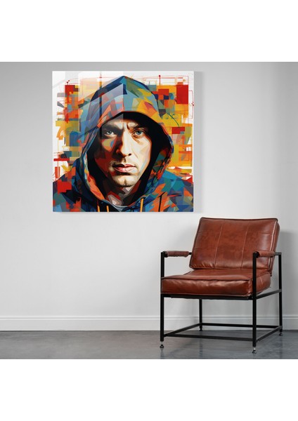 Eminem Cam Tablo: Sanat ve Müziğin Soyut Birleşimi - Eminem Ev Dekorasyonu Modern Sanat Soyut Desenler fiyatları
