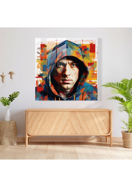 Eminem Cam Tablo: Sanat ve Müziğin Soyut Birleşimi - Eminem Ev Dekorasyonu Modern Sanat Soyut Desenler modelleri