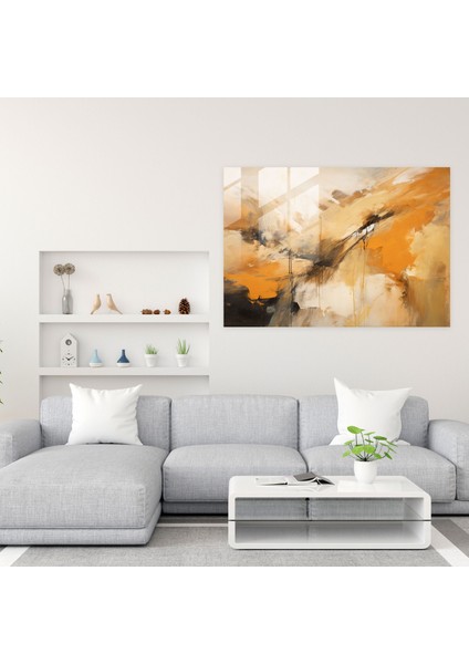 Toprak Cam Tablo - Doğa Toprak Tonları Soyut Ifadeci Resim Cam Sanat fiyatları