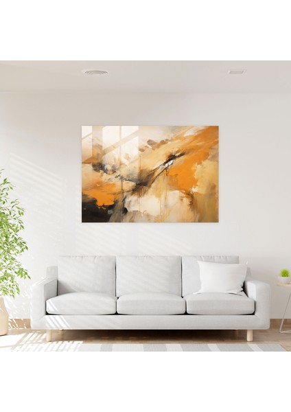 Toprak Cam Tablo - Doğa Toprak Tonları Soyut Ifadeci Resim Cam Sanat modelleri