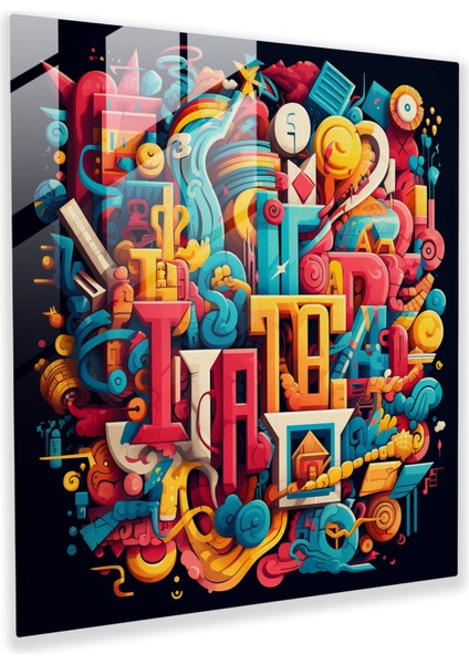 Şık Yazı Tipografisi Cam Tablo - Şık Cam Duvar Sanatı Ev Dekorasyonu Güçlü Mesaj