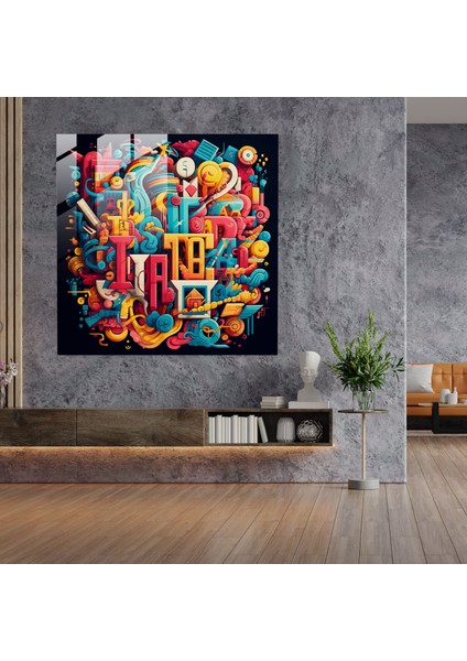 Şık Yazı Tipografisi Cam Tablo - Şık Cam Duvar Sanatı Ev Dekorasyonu Güçlü Mesaj modelleri