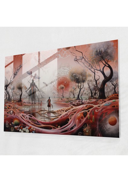 Gerçeküstü Aborijinal Cam Tablo - Ruh Dünyası - Aborijinal Cam Duvar Sanatı Duvar Dekorasyonu