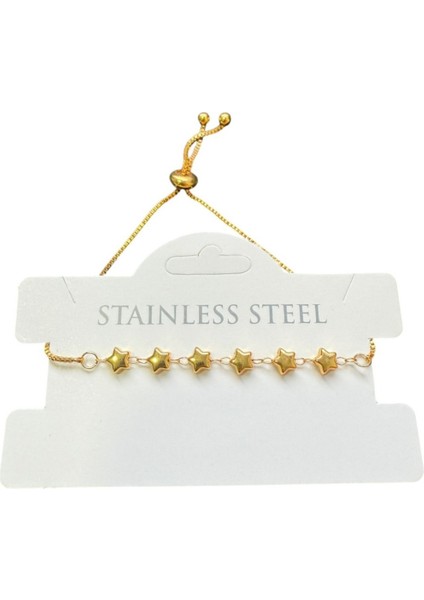 Altın Renk Sıralı Yıldız Asansör Çelik Bileklik fiyatları