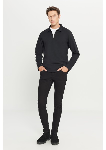 Pamuklu Standart Fit Normal Kesim Polo Yaka Sweatshirt fiyatları