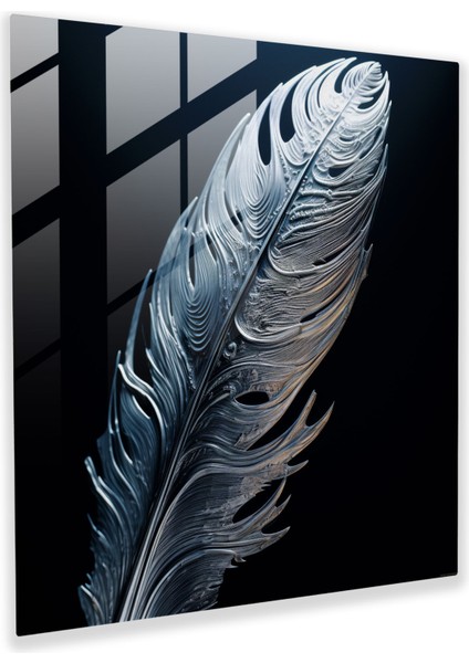 Tüy Yansımaları Cam Tablo - Tüy Modern Sanat Duvar Dekorasyonu Cam Tablo