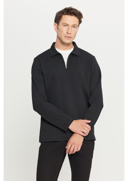 Pamuklu Standart Fit Normal Kesim Polo Yaka Sweatshirt