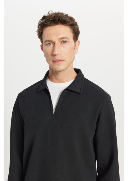 Pamuklu Standart Fit Normal Kesim Polo Yaka Sweatshirt fırsatları